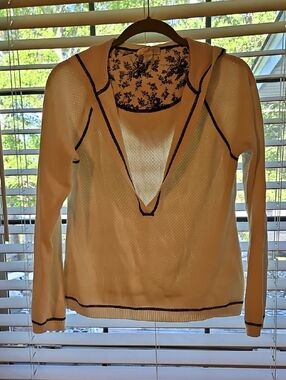 LOFT White Lightweight Hoodie With Pretty Floral And Topstitch Details